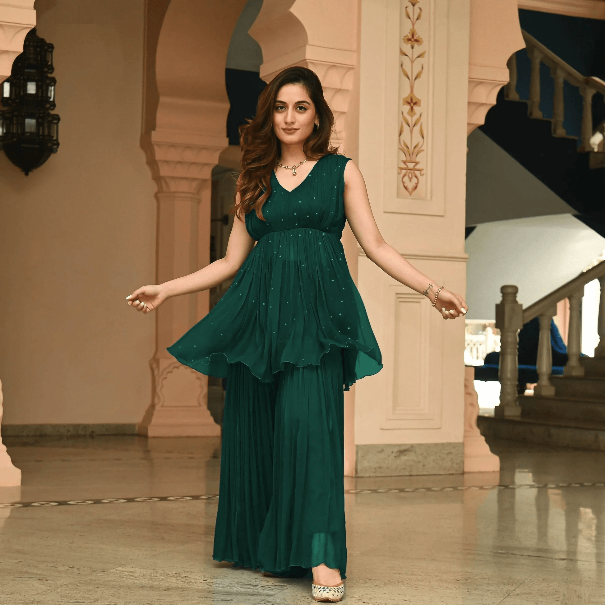 Green Color New Trendy Sharara Suit