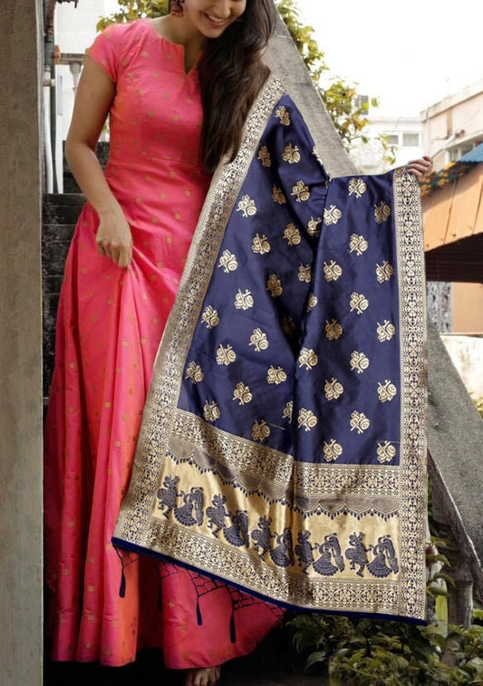 Tomato Red Taffeta Butty Gown With Dupatta