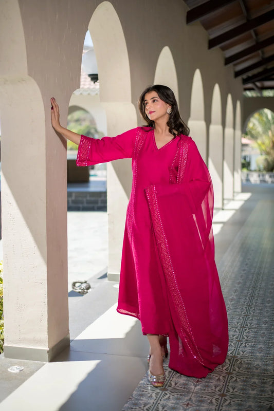 Rani Pink Rayon Kurta Set