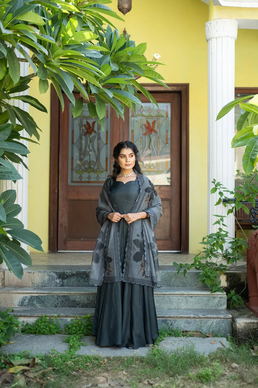 MIDNIGHT GREY UPADA DRESS WITH DUPATTA