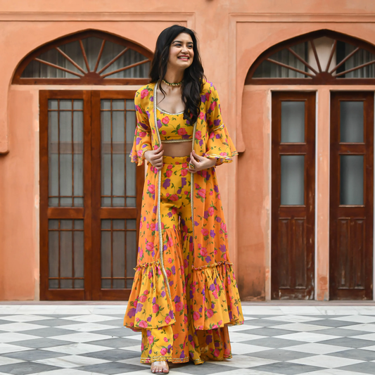 YELLOW FLORAL PRINT CO-ORD SET