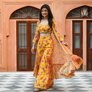 YELLOW FLORAL PRINT CO-ORD SET