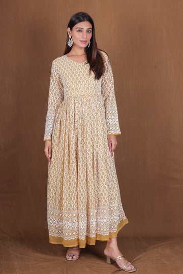 Trendy Long Sleeve Embroidery Faux Georgette Maxi Dress