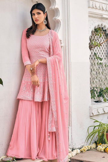 Peach Pink Sharara Suit